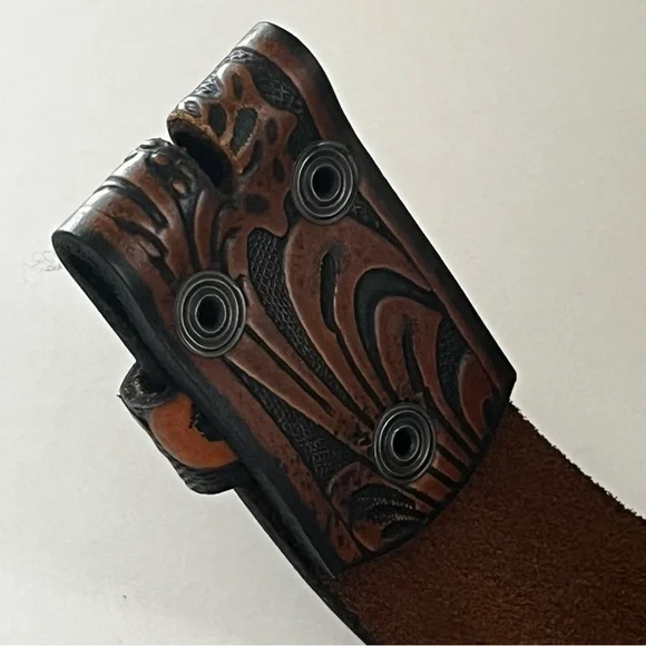 Tooled Leather Belt Brown Western Cowgirl Cowboy Size 32 - Picture 6 of 8